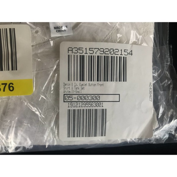 Denim & Co. Eyelet Button Front White Shirt & Tank Set XXS New A351579 - Picture 4 of 6